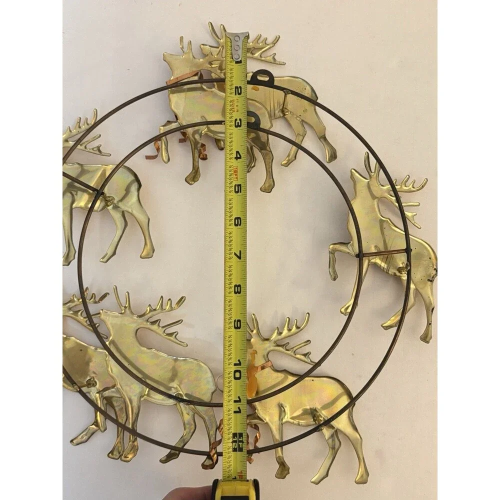 Vintage Brass Copper Reindeer Wreath Christmas Vintage Christmas Home Interior